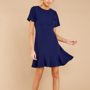 NWT Aura Ruffle Hem Dress Navy